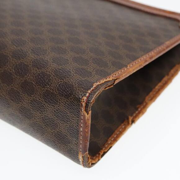 CELINE Macadam Canvas Clutch Bag Pvc Leather Brown Gold - Picture 15 of 16